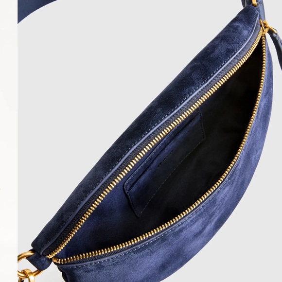Quince Blue Suede Women's Italian Sling Bag - Picture 3 of 6